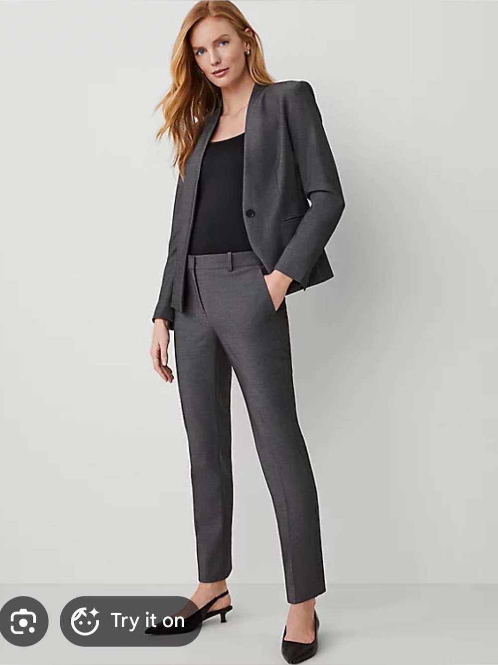 Ann Taylor Charcoal Gray Woman’s Suit In Perfect Condition ( blazer + pants)